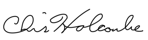 Signature of Chris Holcombe, CEO